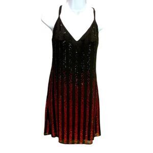 Marciano By Guess Black Dress With Black and Red Rhinestone Detail Strappy Dress